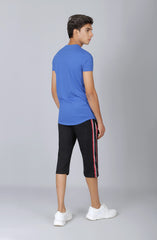 Basic Tee With Round Hem-Blue