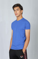 Basic Tee With Round Hem-Blue