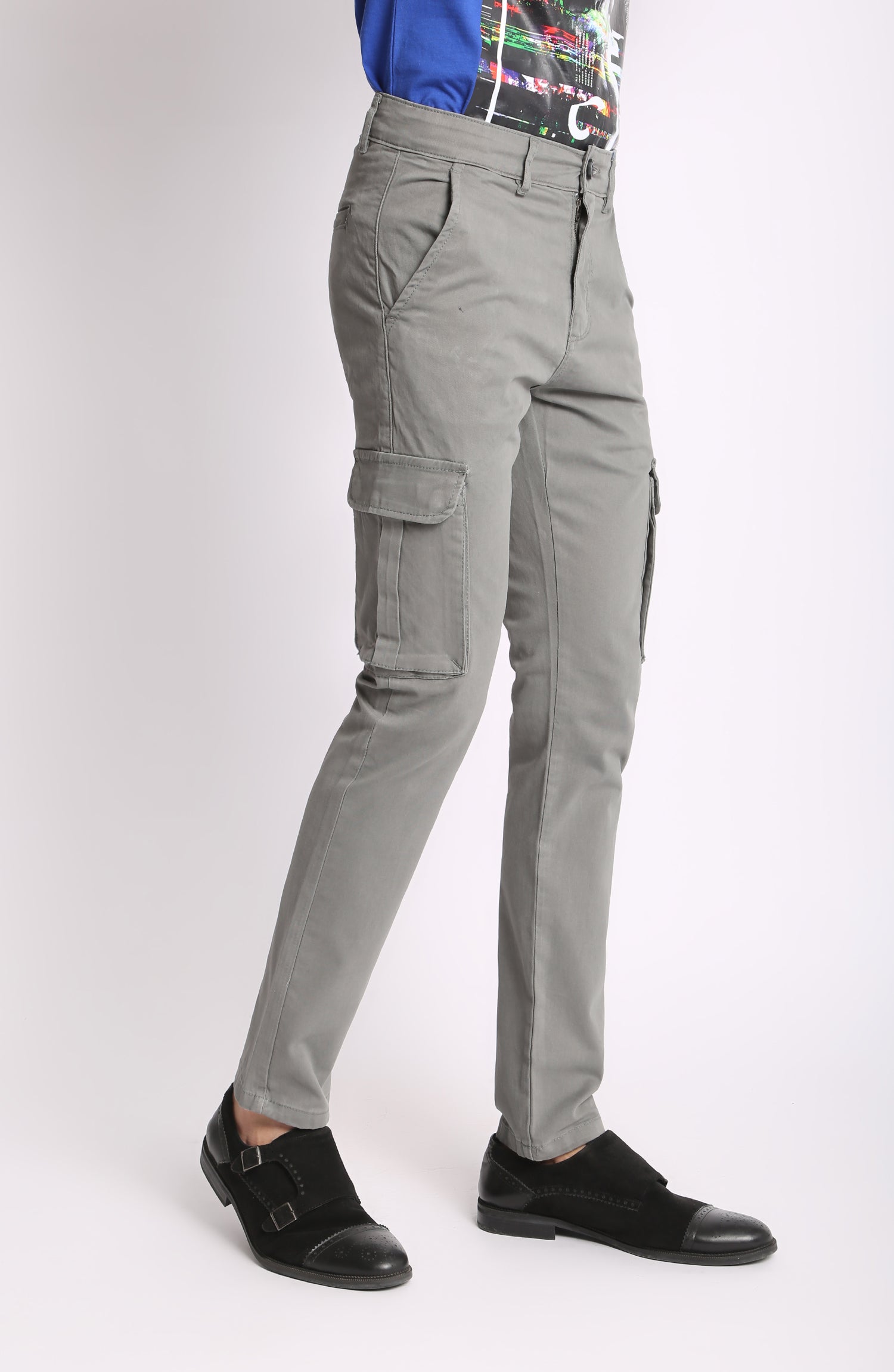 MND703B122-SLIM FIT CARGO TROUSER-GREY – Leisure Club Official