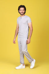 Basic Single Jersey Night Suit - Grey