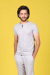 Basic Single Jersey Night Suit - Grey