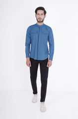 Ban Collar Denim Shirt