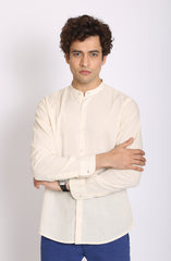 Linen Band Collar Shirt