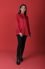 Red Button Front Tunic