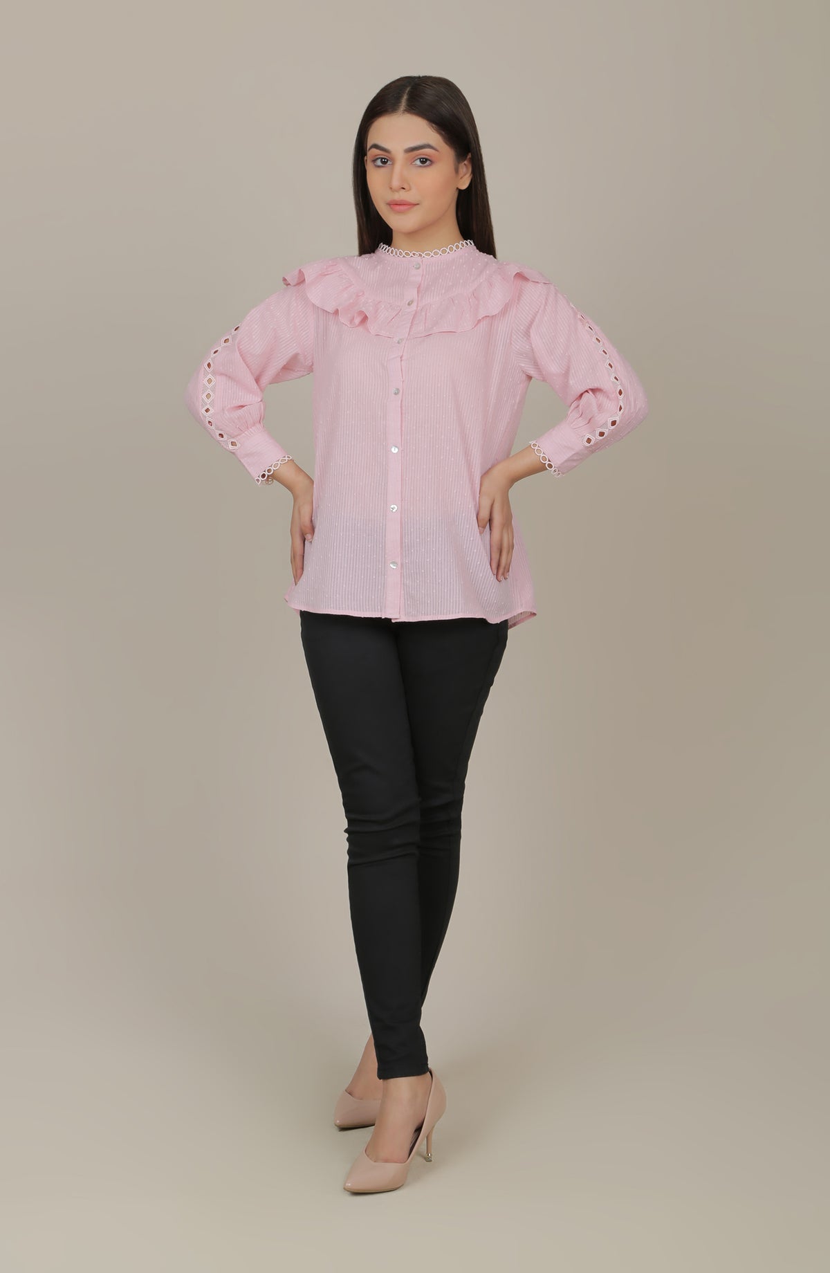 Frilled Brochia Top - Pink
