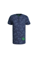 Palm Tree Printed Henley S/S