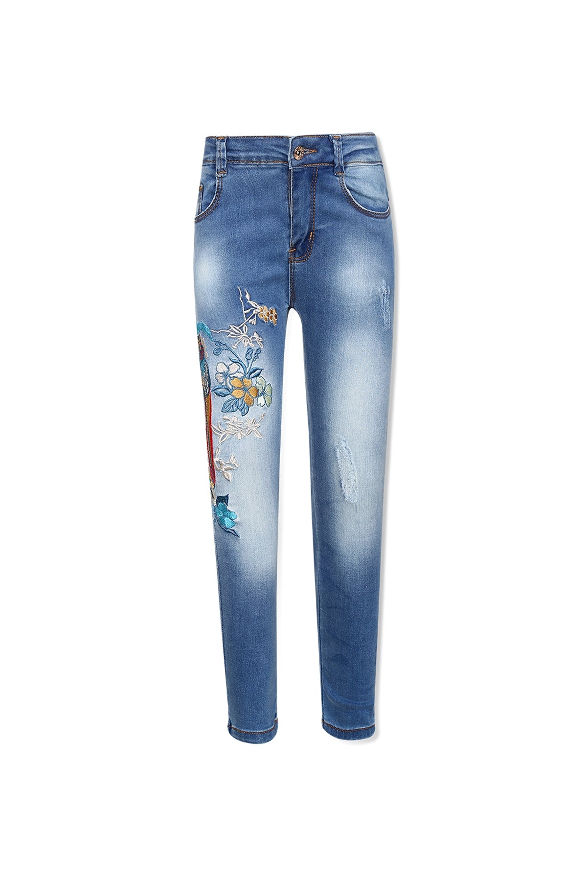 Peacock Embroidered Jeans