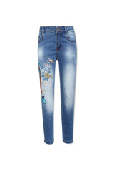 Peacock Embroidered Jeans