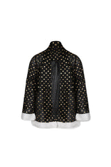Shiny Gold Dots Shrug W/Lace