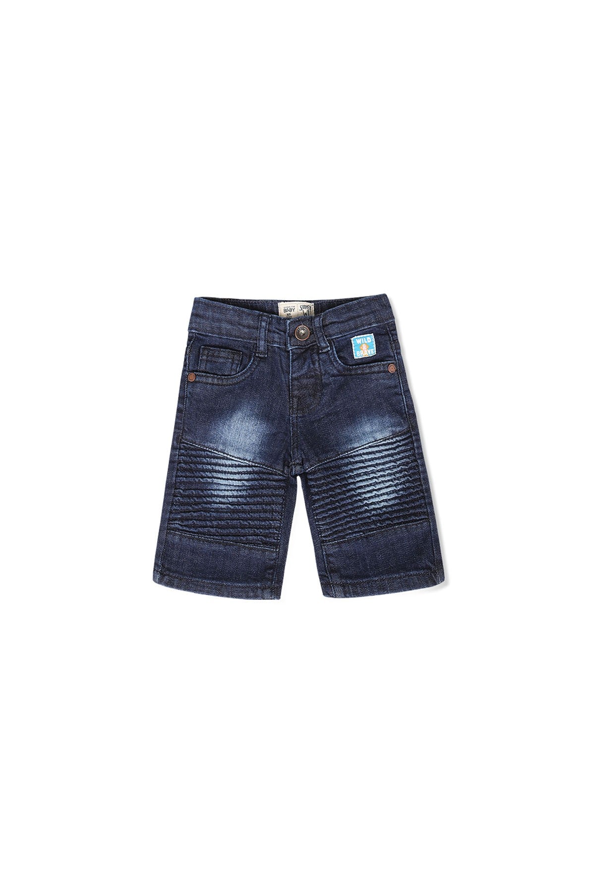 3 Quarter Denim Biker Shorts - Blue