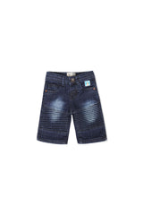 3 Quarter Denim Biker Shorts - Blue