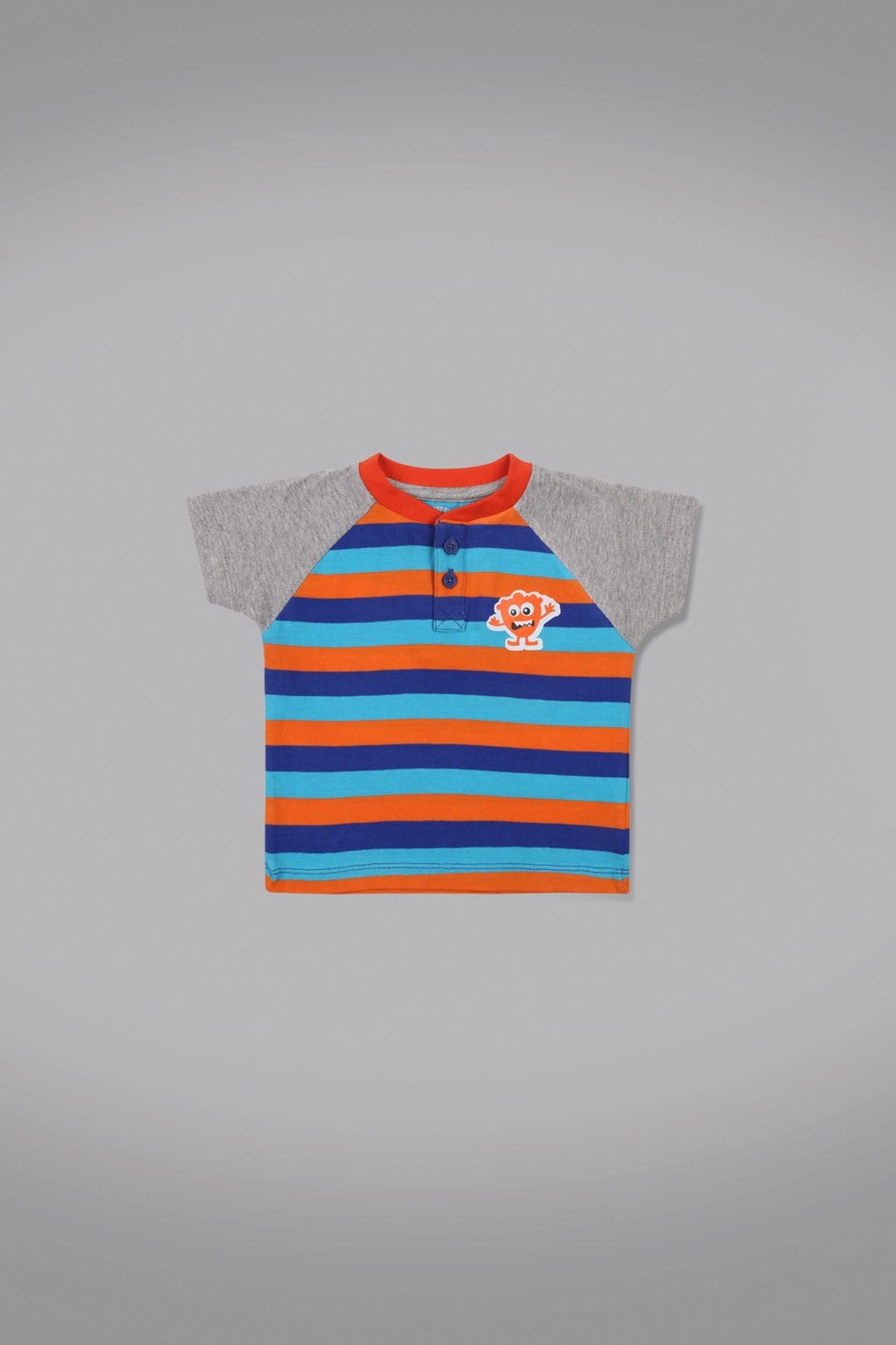 Henley Blue Monster Print